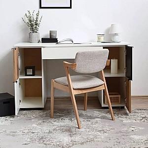 Masa de birou Fabrik Home Mateo Frasin Alb/Stejar Ewok(Bej)