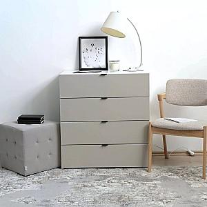 Comoda Fabrik Home Hardy 4S Frasin Alb/Gri Deschis Mat