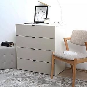 Comoda Fabrik Home Hardy 4S Frasin Alb/Gri Deschis Mat