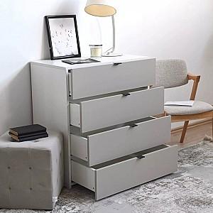 Comoda Fabrik Home Hardy 4S Frasin Alb/Gri Deschis Mat