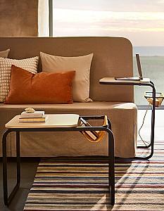 Masuta laterala IKEA Olserod 53x50 Antracit/Aspect Mesteacan/Galben Inchis