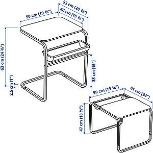 Masuta laterala IKEA Olserod 53x50 Antracit/Aspect Mesteacan/Galben Inchis