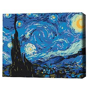 Tablou pe numere BrushMe Noaptea cu stele (fără cutie) 30*40 сm