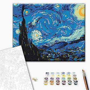Tablou pe numere BrushMe Noaptea cu stele (fără cutie) 30*40 сm