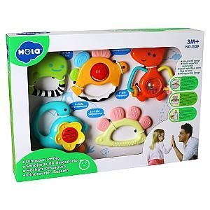 Jucarie bebelus Hola Toys Set de zornăitoare Dinozauri