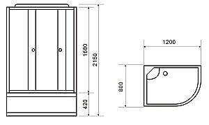 Cabina de dus VLM BS6026 Right 120x80 H215