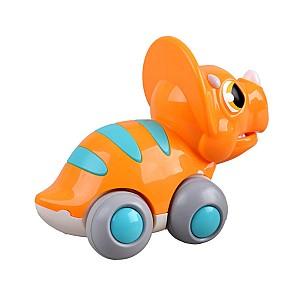 Jucarie de impins si tras Hola Toys Dinozaur în mișcare Triceratops