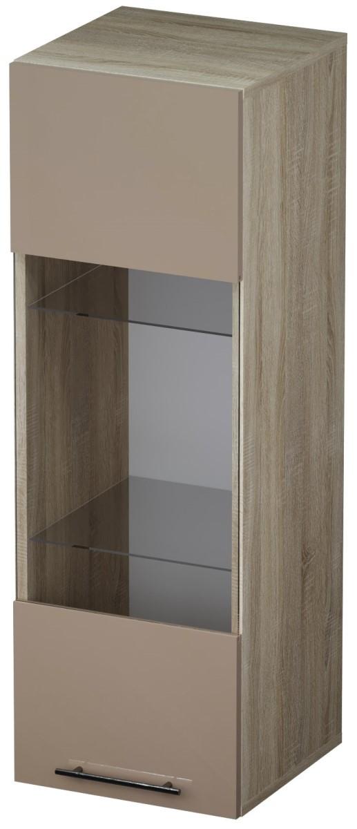Dulap cu vitrina ML Mobila York Nr.2 Stejar Sonoma / Cappuccino (Maro)
