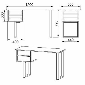 Masa de birou KompaniT Loft-3 Atelie Deschis (Gri)