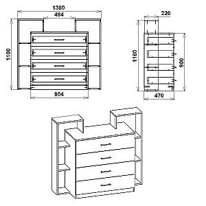 Comoda KompaniT 4-2 Atelie Deschis (Gri)