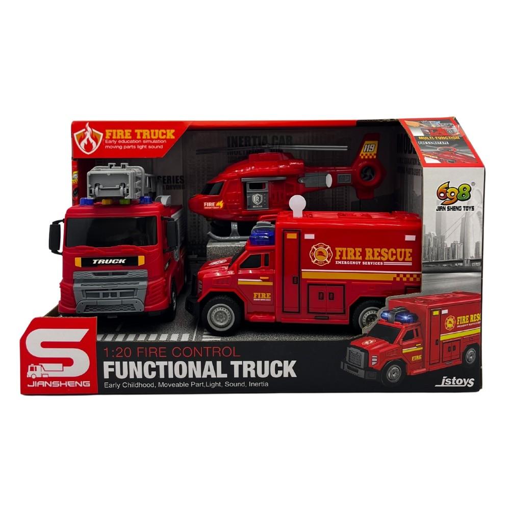 Set de jucarii JSToys 3 autospeciale Pompieri (JS200I)