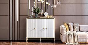 Comoda Neman Luxor НМ-042-08 Alb/Alb Lucios
