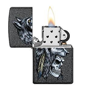 Bricheta Zippo Wolf Skull Feather Design 29863 211