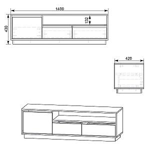 Tumba pentru televizor KompaniT Keln Atelie Deschis (Gri)