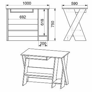 Masa de birou KompaniT SKM-4 NEW Atelie Deschis (Gri)