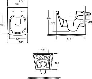 Vas WC Keramin TABAGO R ML SLIM