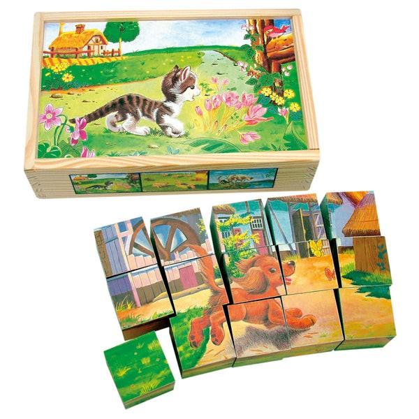 Puzzle Bino cuburi animale domestice (84175)