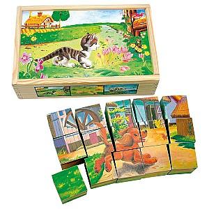 Puzzle Bino cuburi animale domestice (84175)