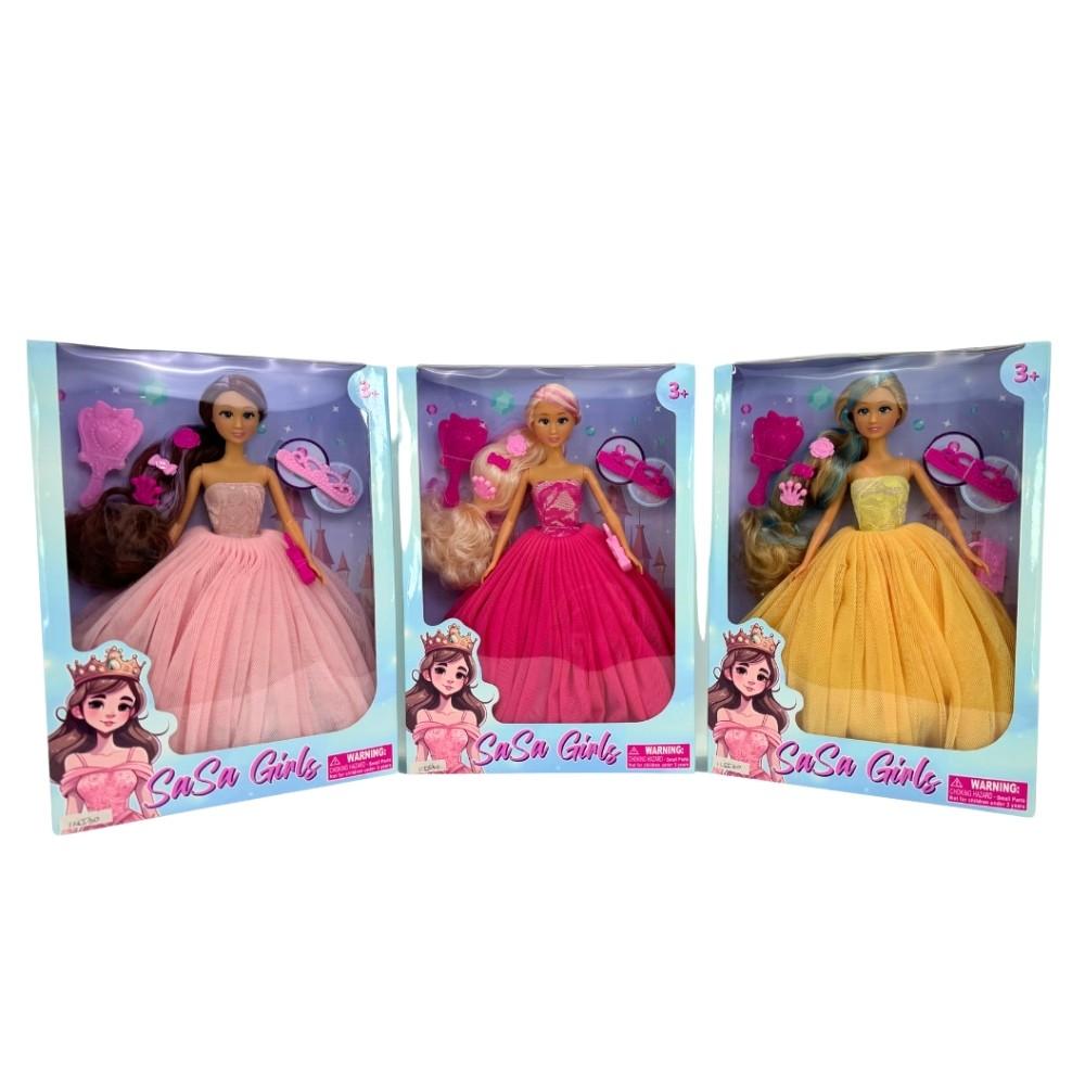 Papusa Sasa Girls 3 tipuri roz/fuchsia/galben (115530)