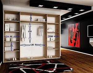 Dulap-cupe Prime Furniture Top 21 250 Frasin Negru (Maro)