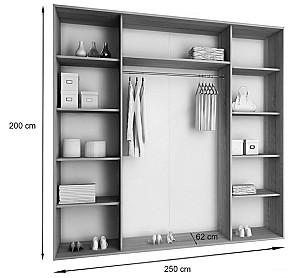 Dulap-cupe Prime Furniture Top 21 250 Frasin Negru (Maro)