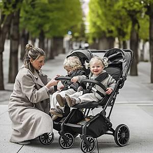 Carucior pentru gemeni BabyGo GoTwice negru