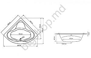 Cada cu hidromasaj Mano Massimo 160x160 cm Hidro 2
