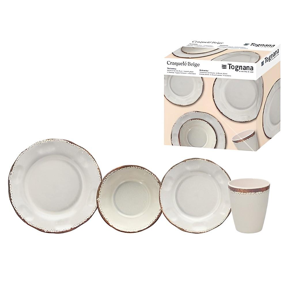Set de vesela Tognana Craquele Beige 16piese, melamin