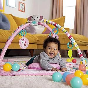 Covoras de joaca copii Bright Starts Gym & Ball Pit Rainbow Tropics 5in1