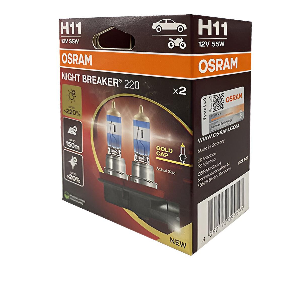 Lampa auto Osram 64211 NB220-2HB +220% 55W 12V PGJ19-2 H11