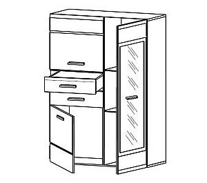 Dulap cu vitrina Yasen Vusher REG 1W2D2S L/P Nimphea Alb / Alb Lucios