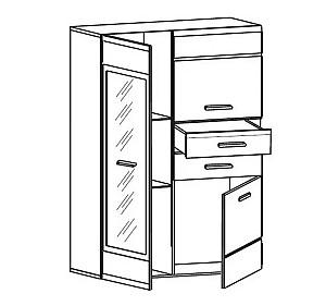 Dulap cu vitrina Yasen Vusher REG 1W2D2S L/P Nimphea Alb / Alb Lucios