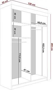 Dulap-cupe Prime Furniture Malani 138x205x59 Stejar Craft Auriu (Maro)/Negru