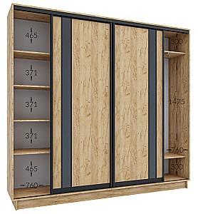 Living Confort-NV Universal 240x45x220 (2 PAL (CV lacobel)) Stejar Kraft Auriu