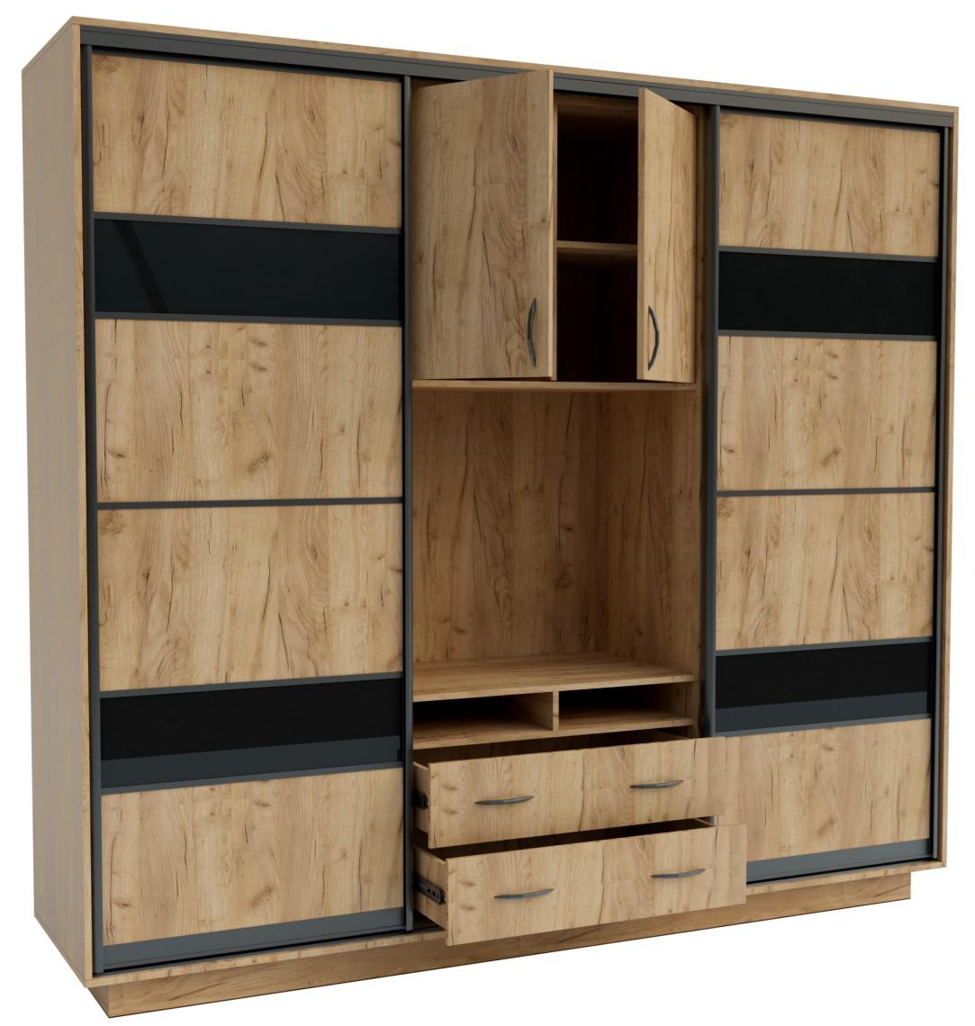 Living Confort-NV Universal 240x60x220 (2 PAL (CO lacobel)) Stejar Kraft Auriu