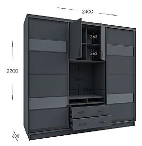 Living Confort-NV Universal 240x60x220 (2 PAL (CO lacobel)) Stejar Kraft Auriu