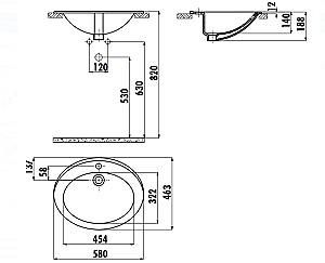 Lavoar baie Creavit Topcounter TP230.00CB00E 46x58
