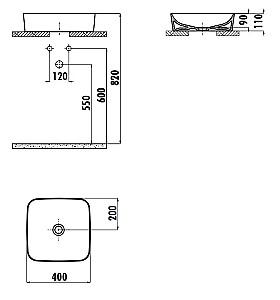 Lavoar baie Creavit Ultra 40cm SQUARE UL040.00CB00E