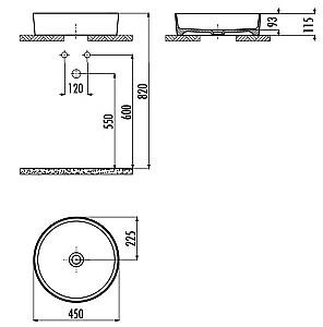 Lavoar baie Creavit Loop 45cm LP145-SM00E Black Matt