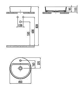 Lavoar baie Creavit Loop 46cm LP146-00CB00E White