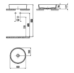 Lavoar baie Creavit Loop 40cm LP140-00CB00E