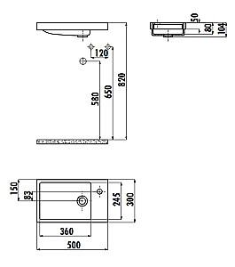 Lavoar baie Creavit Elmas 30×50 TP026.000