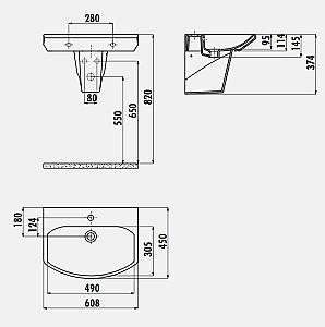 Lavoar baie Creavit Half Pedestal SR060.000/SR260.00
