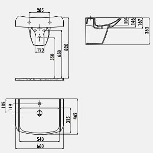 Lavoar baie Creavit Half pedestal BL065.000/BL260.000