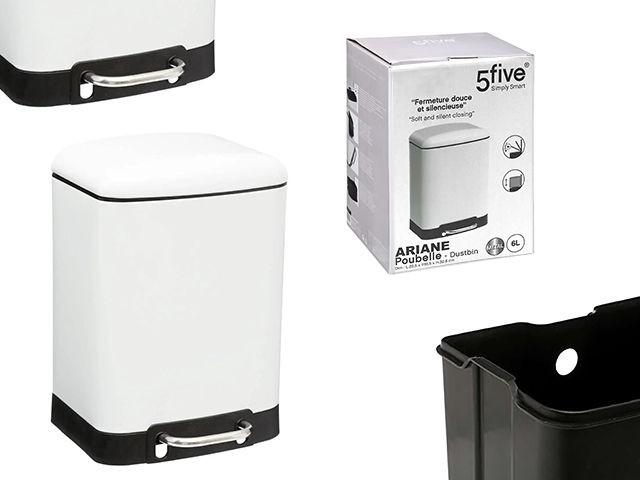 Cos de gunoi Five Ariane 6l metal alb