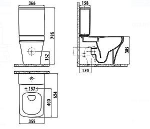Vas WC Creavit Solo SO361/MA410/KC2003.01/ IT5130 RimOff