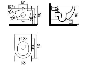 Vas WC Creavit Free FE322-11CB/KC0903.02.00 RimOFF
