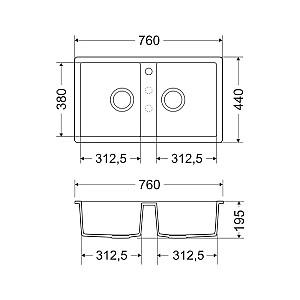 Chiuveta de bucatarie Milo Alpha ALP.C.2KBO-A Carbon Black
