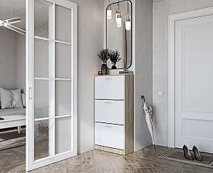 Dulap pentru incaltaminte MG-Plus Brisbane Stejar Sonoma(Bej)/Alb