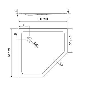 Cadita de dus New Trendy Mild Stone Pentagonal White B-0540